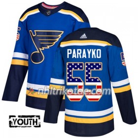 St. Louis Blues Trikot Colton Parayko 55 Adidas 2017-2018 Blau USA Flag Fashion Authentic - Kinder